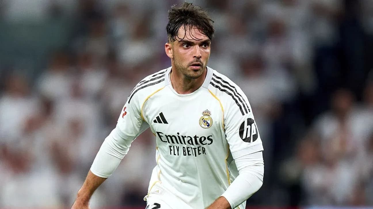 Player in Real Madrid kit during match action
