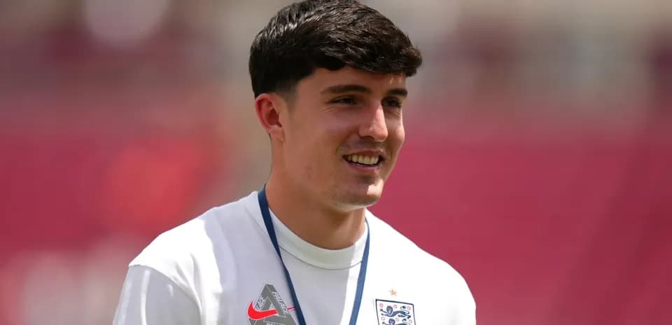 Player wearing England jersey during warm-up session