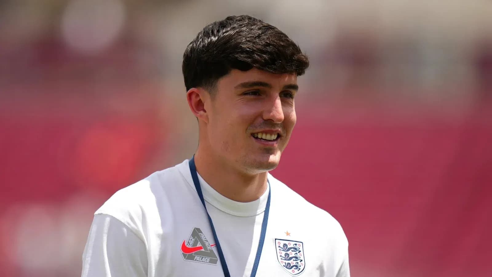 Player wearing England jersey during warm-up session