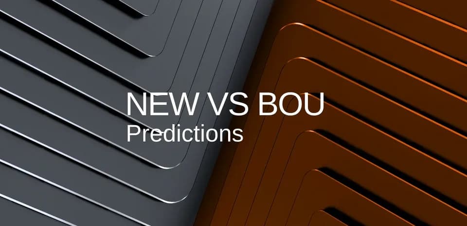 Graphic with 'NEW VS BOU Predictions' text