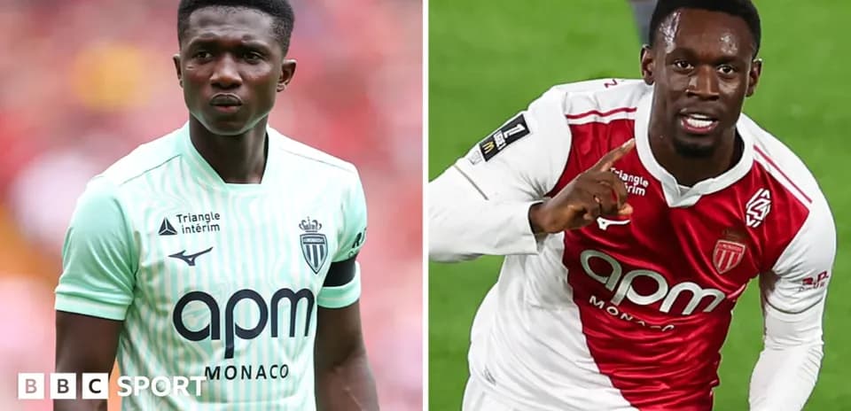 Two AS Monaco players in different kits on field