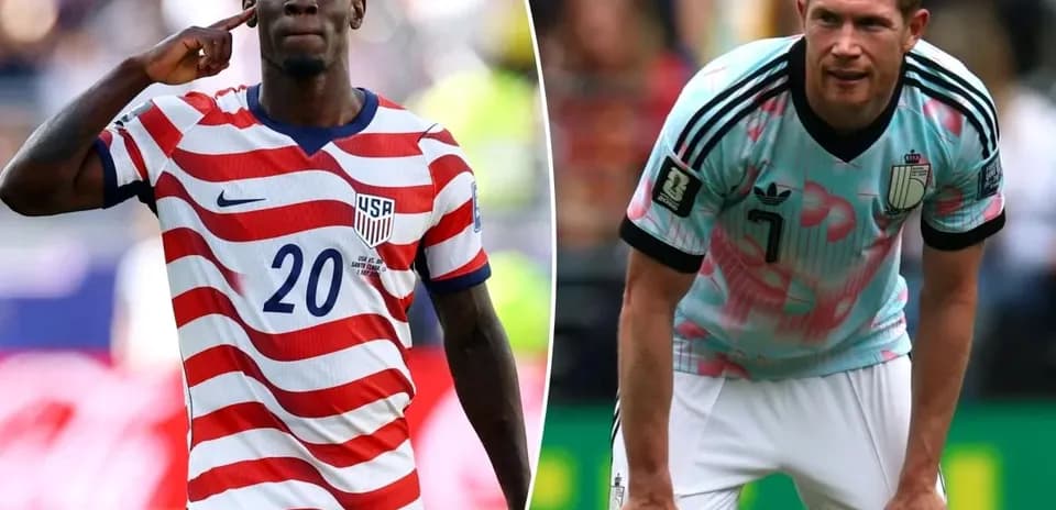 USA and Belgium players during World Cup match