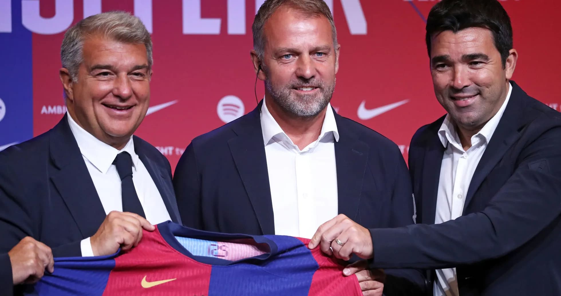 Officials presenting new Barcelona jersey at event
