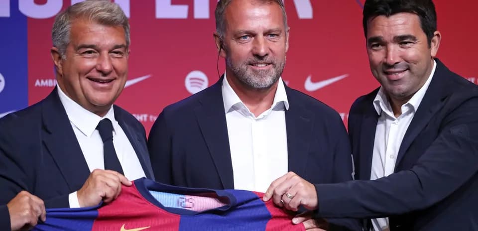 Officials presenting new Barcelona jersey at event