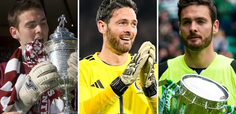 Three goalkeepers holding trophies in different settings