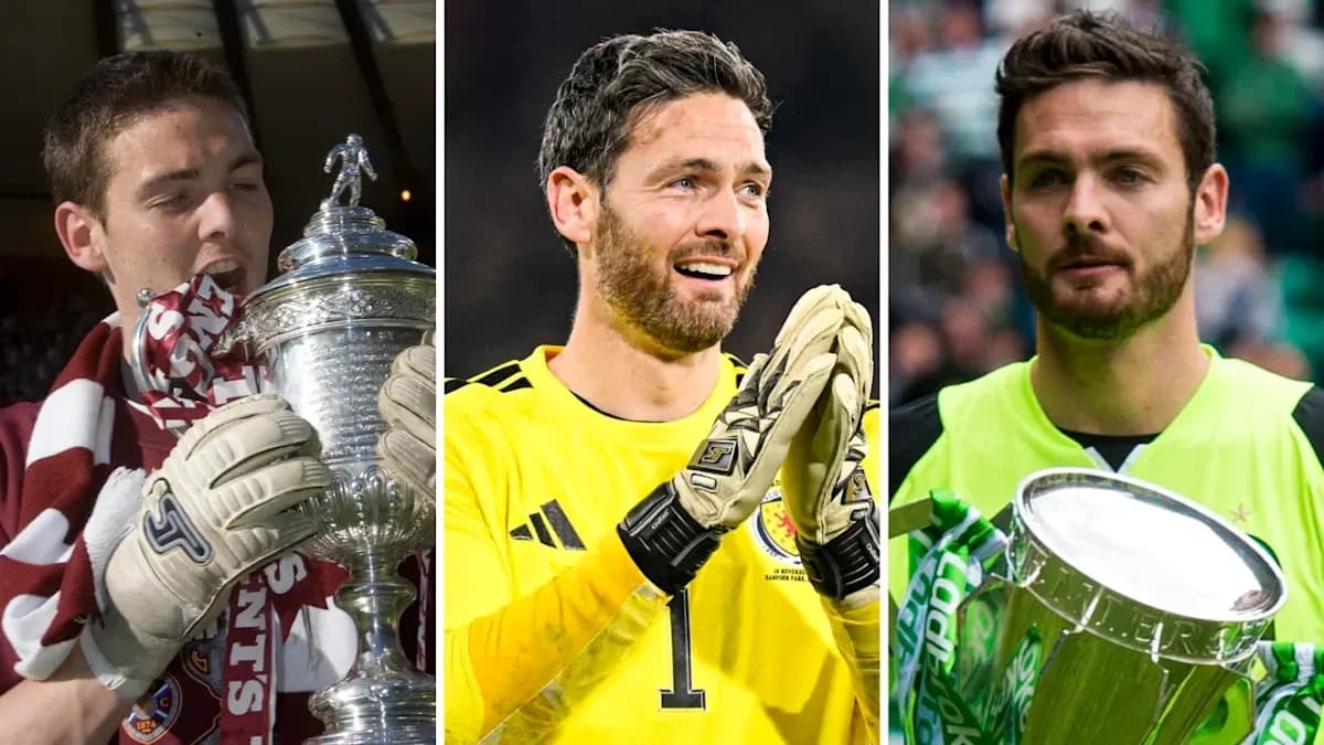 Three goalkeepers holding trophies in different settings