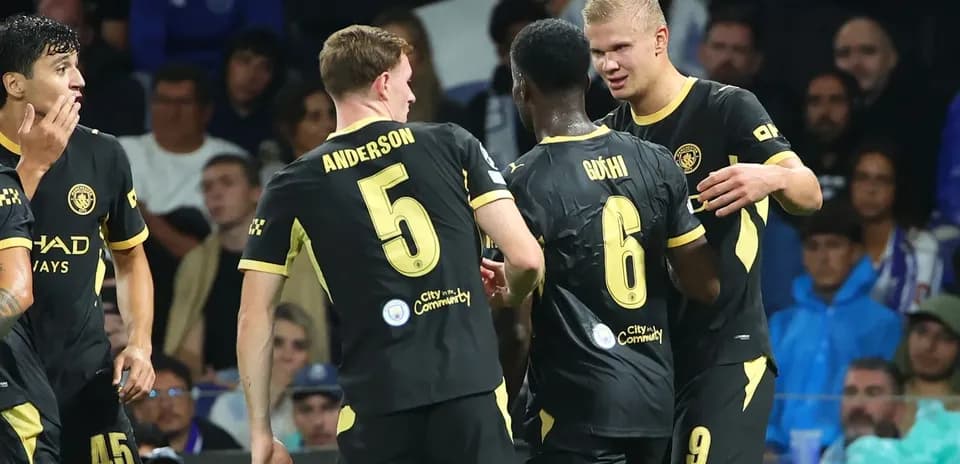 Players celebrating during a football match