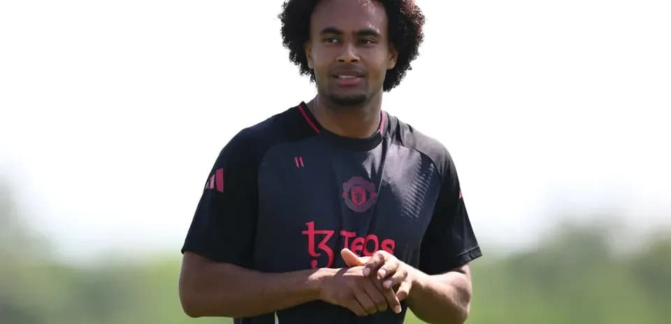 Player in Manchester United training session outdoors