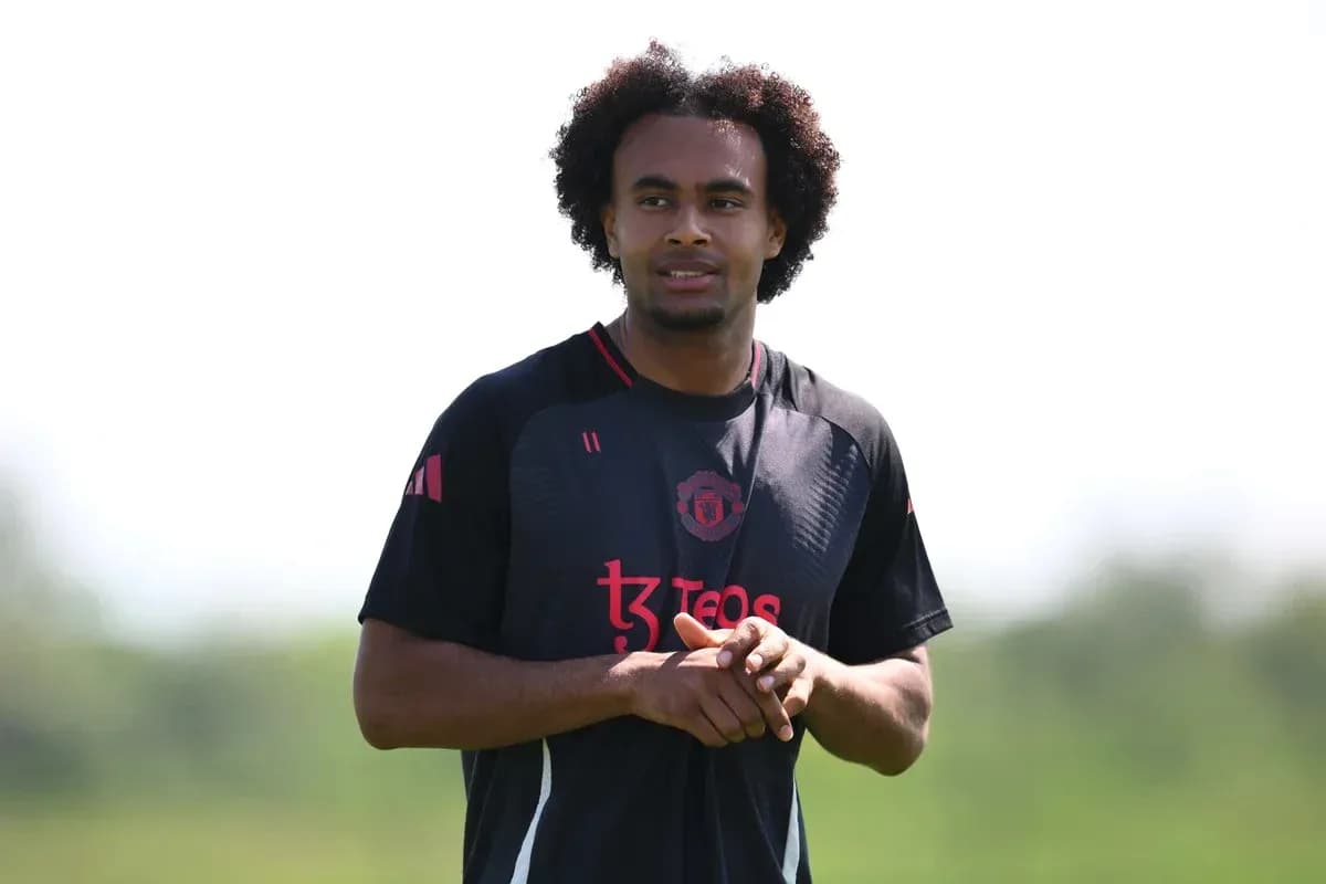 Player in Manchester United training session outdoors