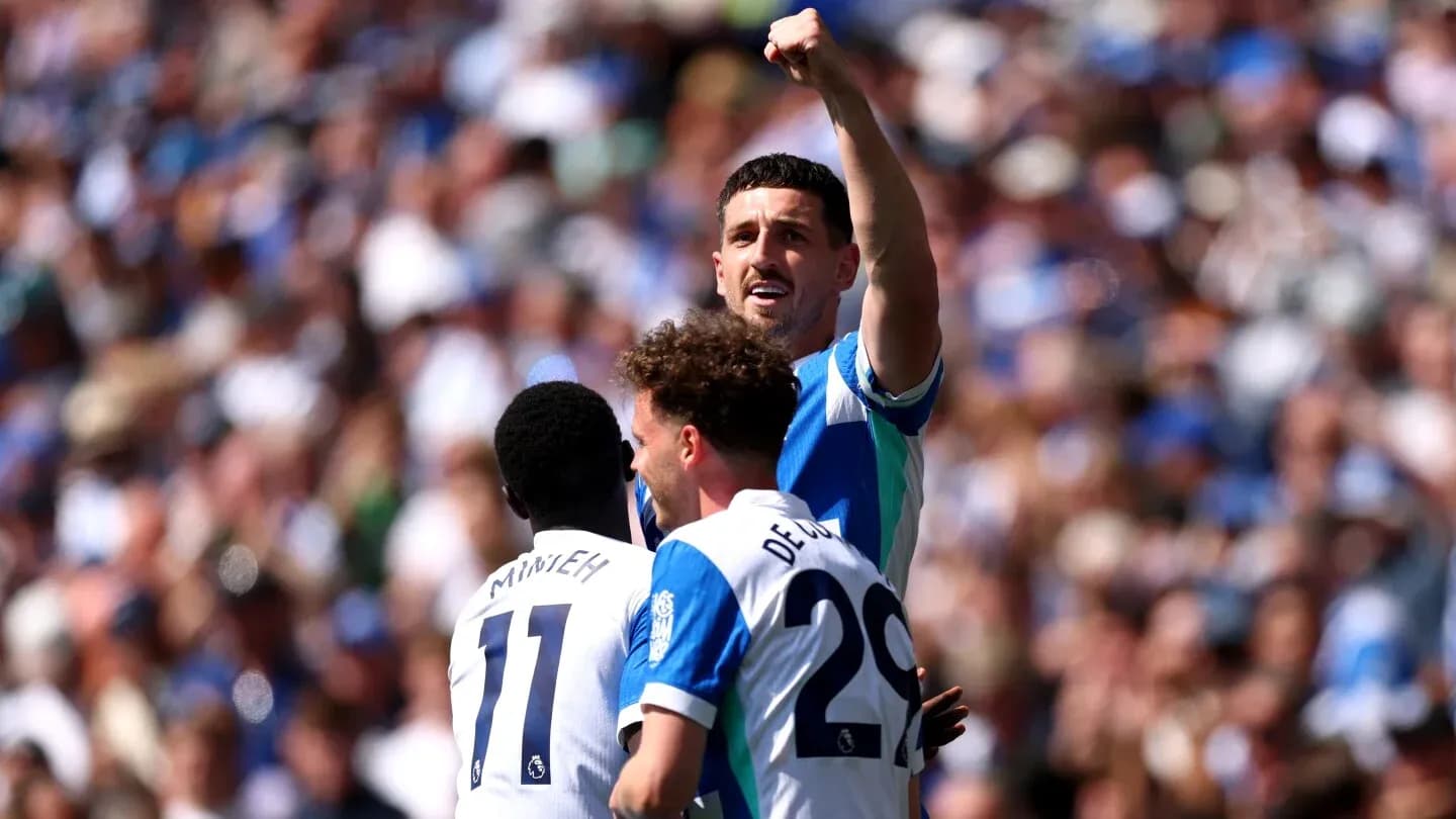 Brighton players celebrating during Premier League match
