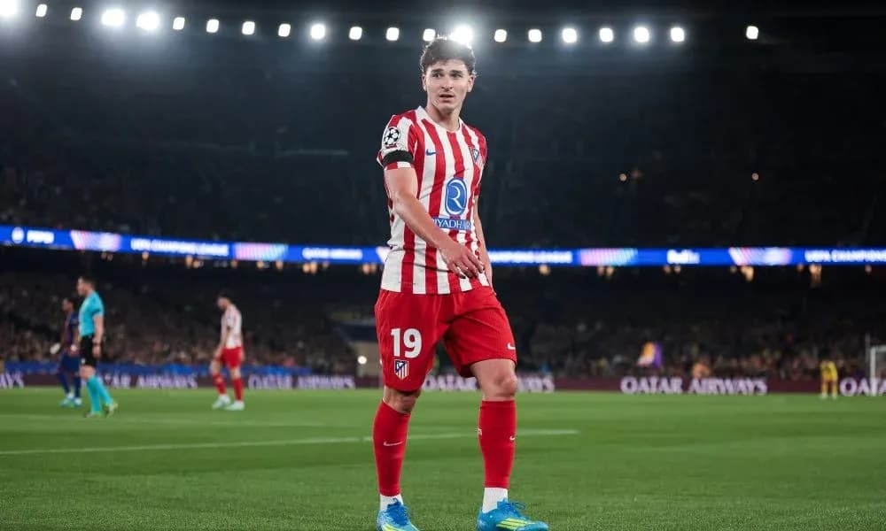 Player in Atlético Madrid kit during UEFA Champions League match