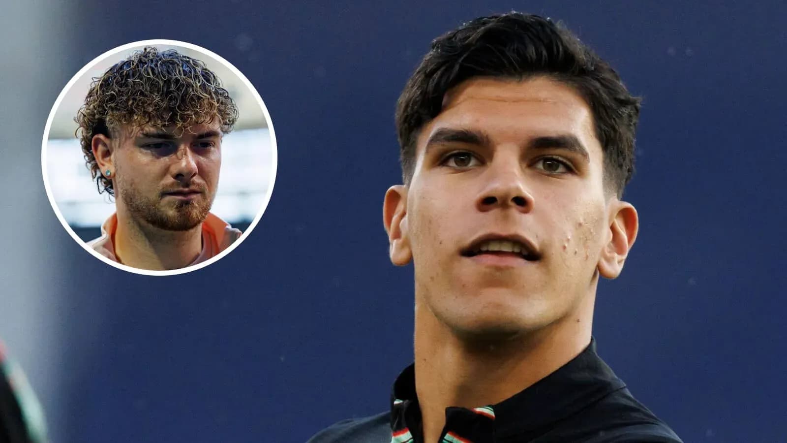 Two soccer players during a training session