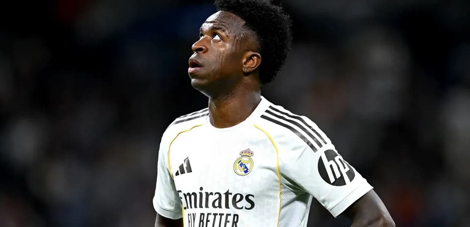 Player looking up during a match for Real Madrid