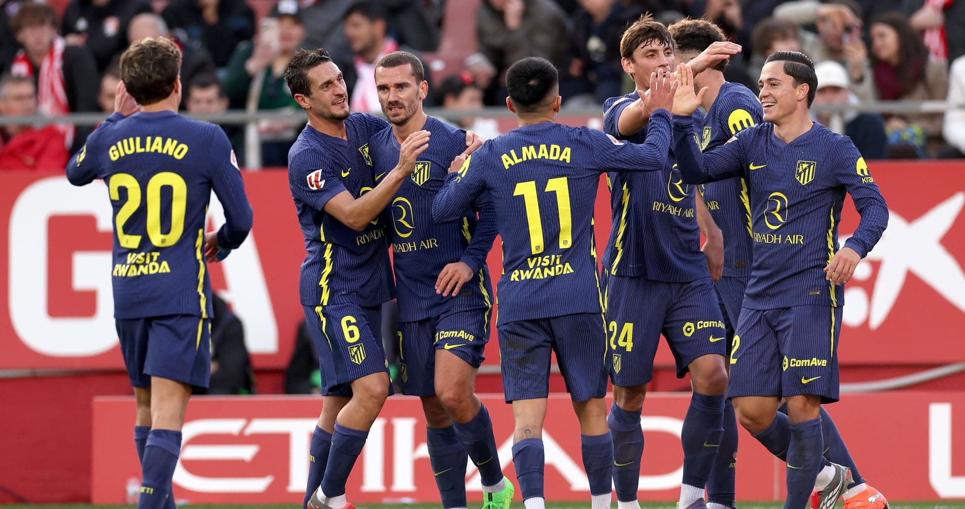 Atletico Madrid players celebrating a goal