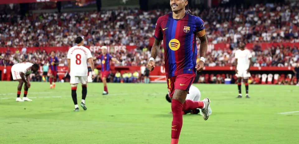 Player celebrating during Sevilla vs Barcelona match