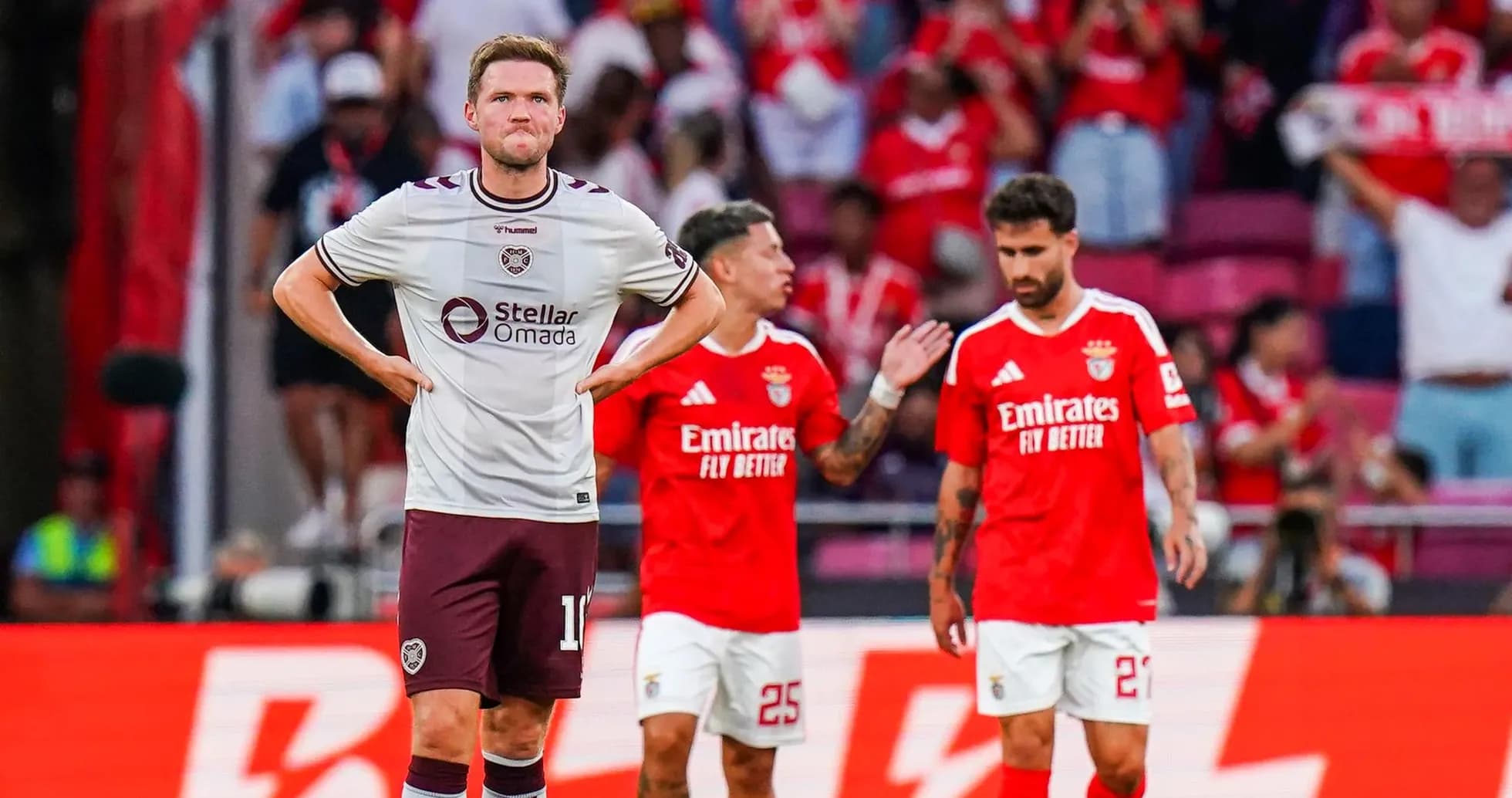 Heart of Midlothian players during Europa League match