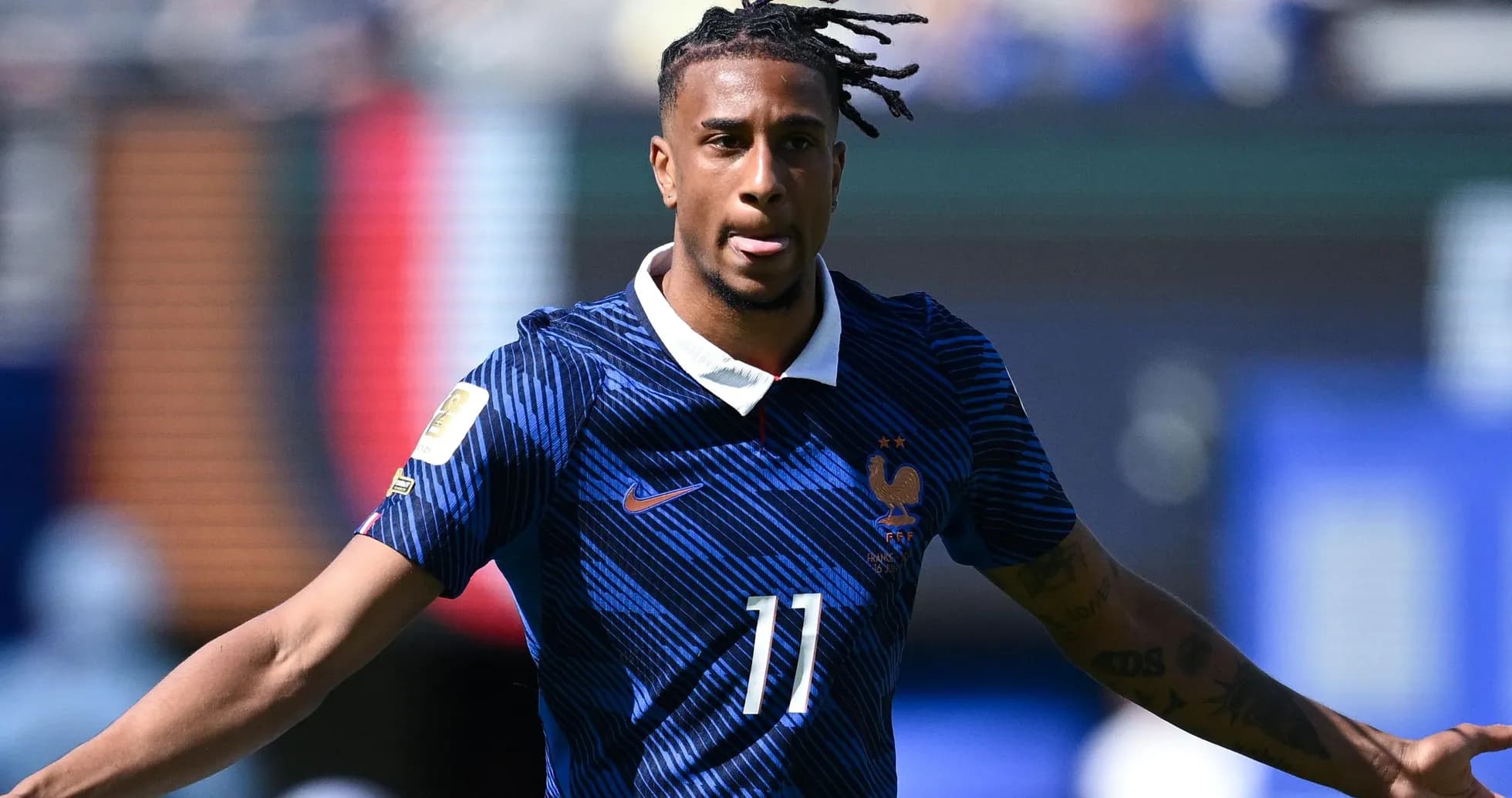 French player celebrating during World Cup match