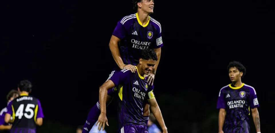 Orlando City II players celebrating a goal