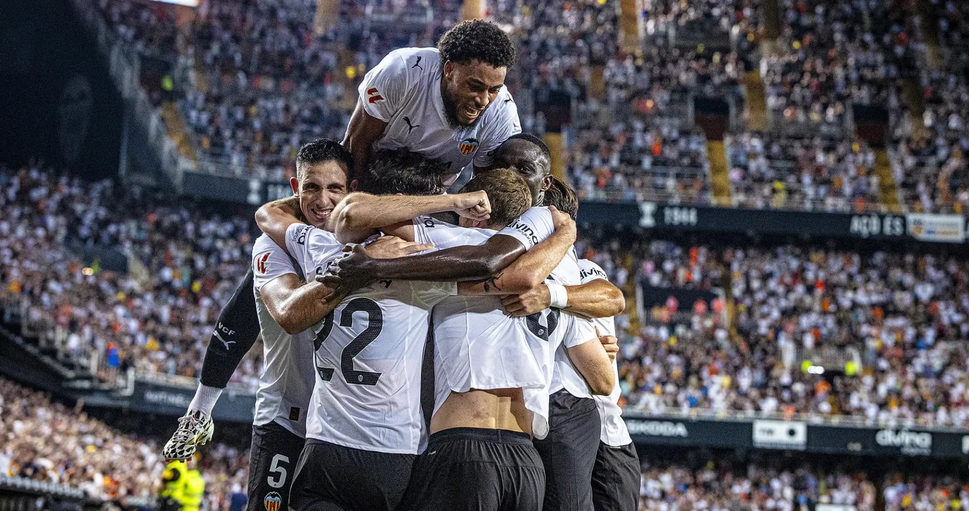 Valencia players celebrating a goal