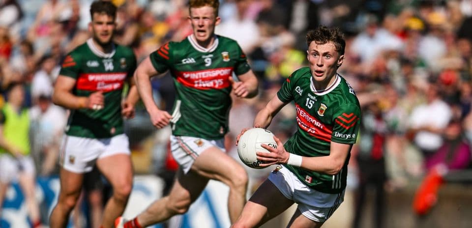 Mayo players in action during a Gaelic football match