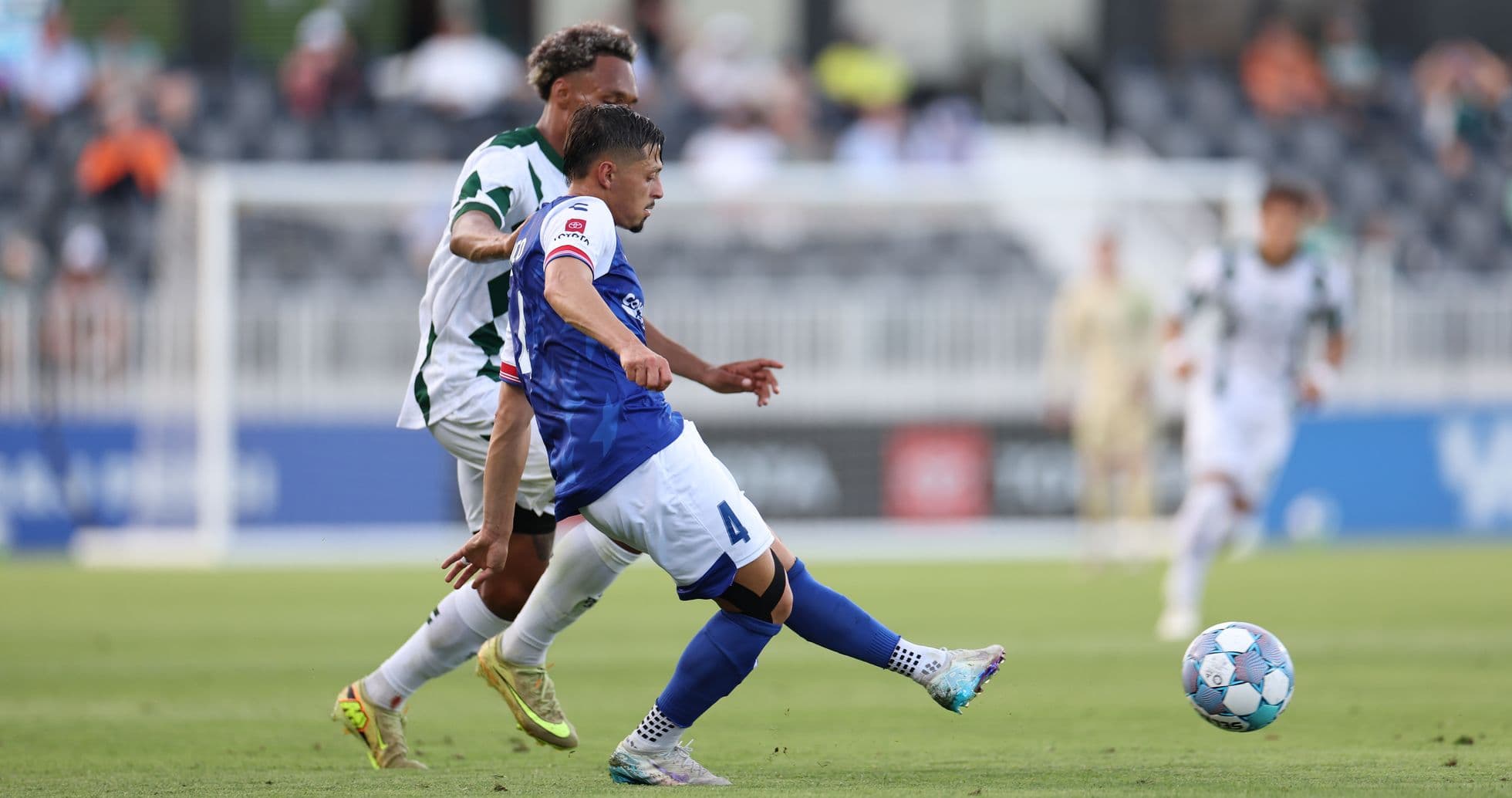 Player kicking ball during Lexington vs San Antonio match
