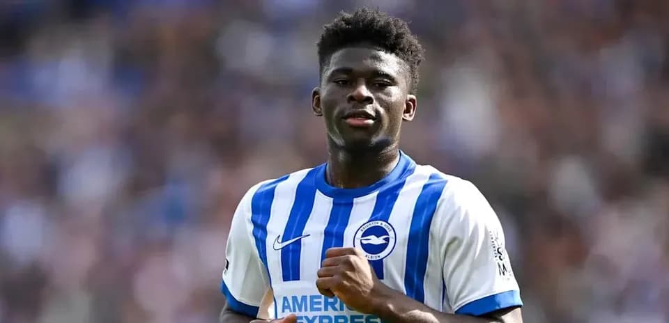 Player wearing Brighton jersey during match