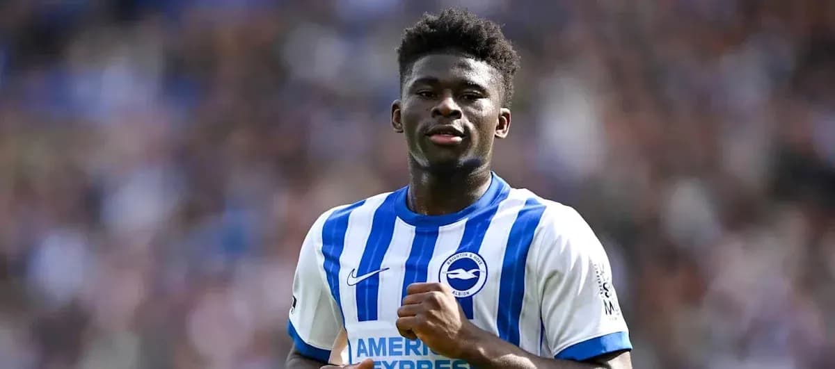 Player wearing Brighton jersey during match