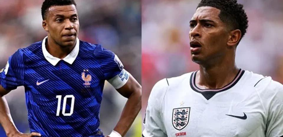 Mbappe and Bellingham during World Cup match