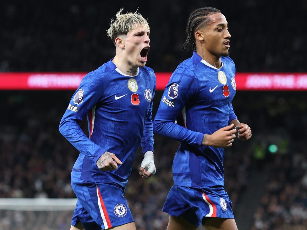 Chelsea players celebrating a goal during match