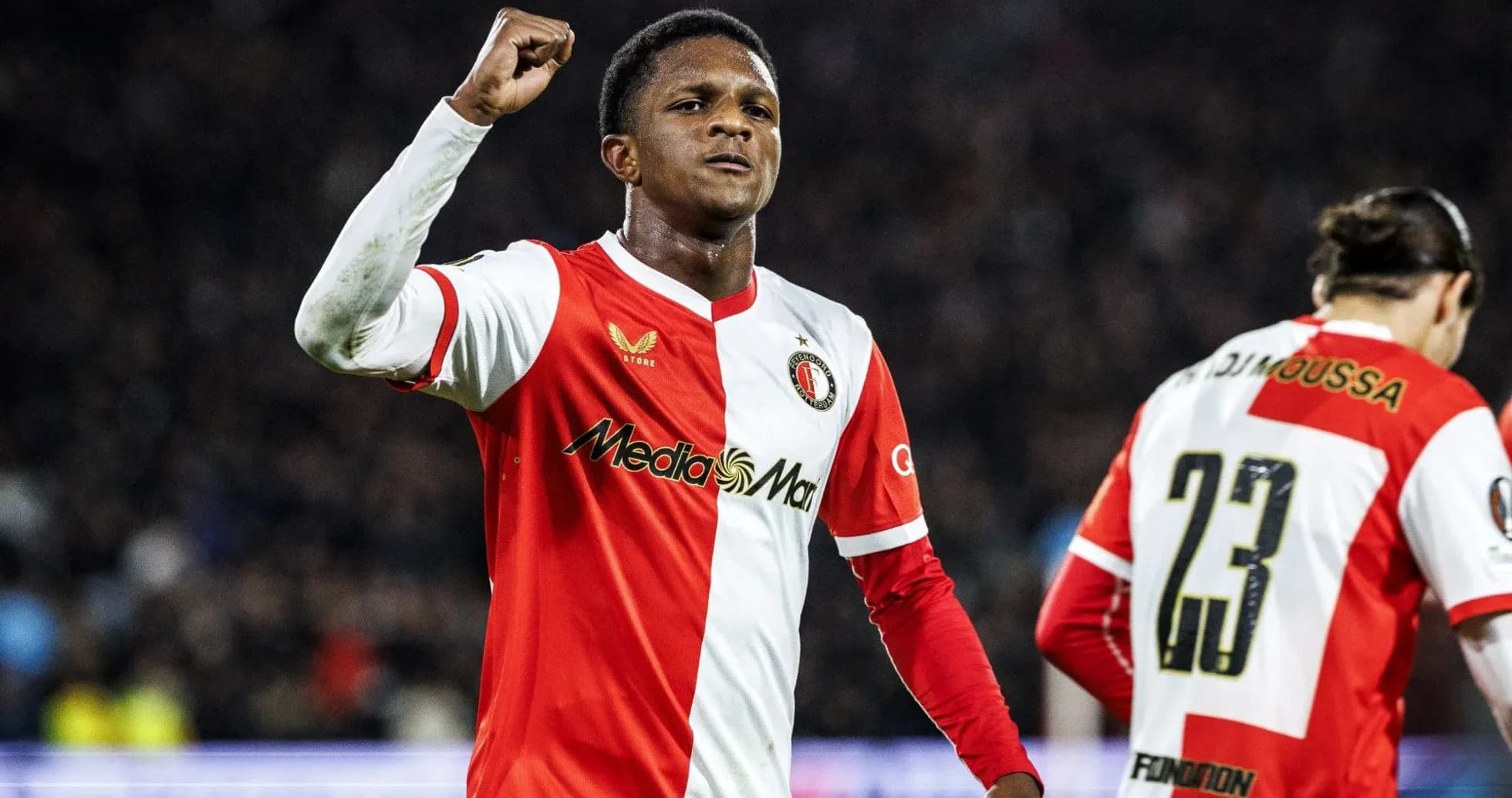 Feyenoord player celebrating after scoring a goal