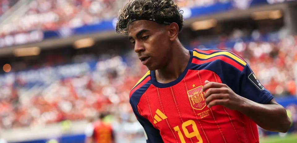 Player wearing Spain jersey during match action