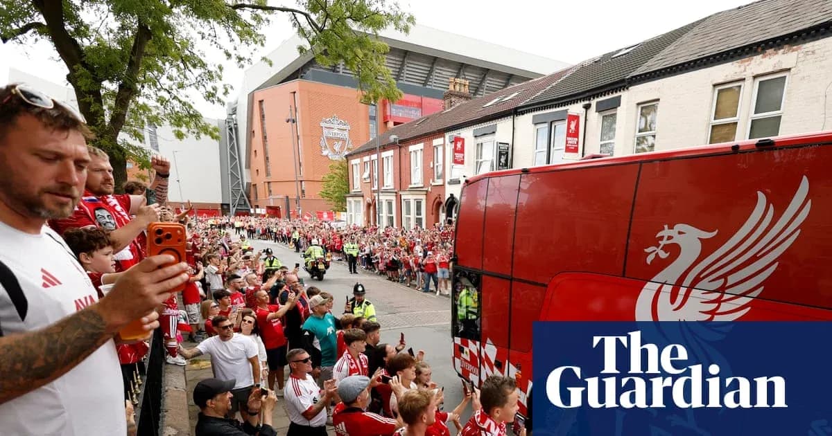 Liverpool fans gathered outside Anfield stadium