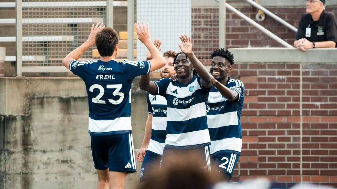 Chattanooga players celebrating a goal