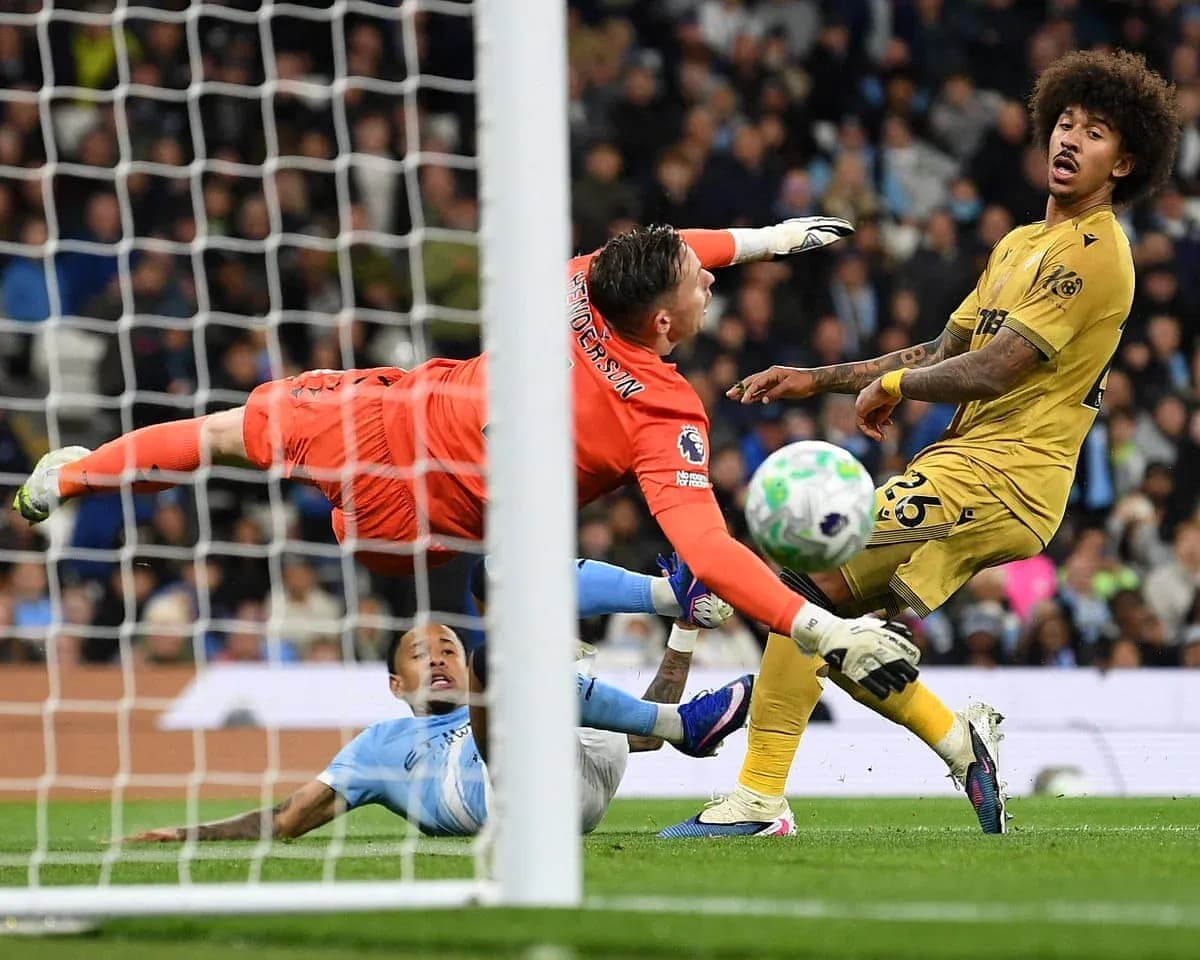 Goalkeeper diving to save during match