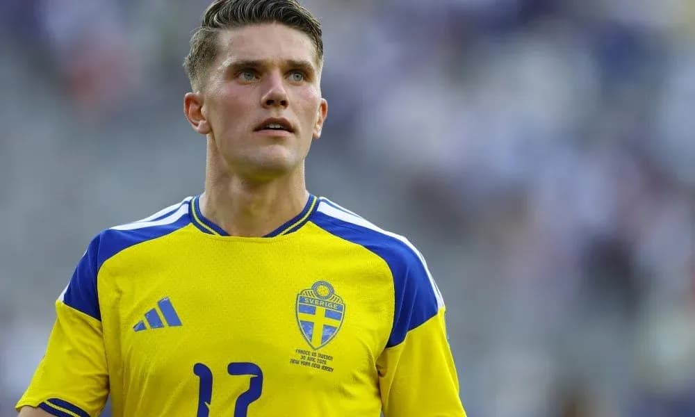 Player in yellow Sweden jersey during match