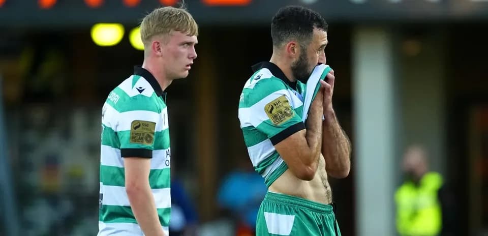Players from Shamrock Rovers reacting after match