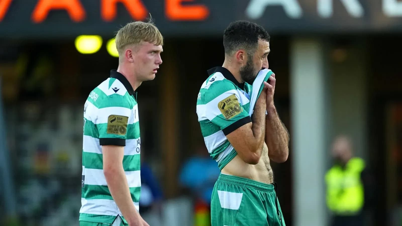 Players from Shamrock Rovers reacting after match