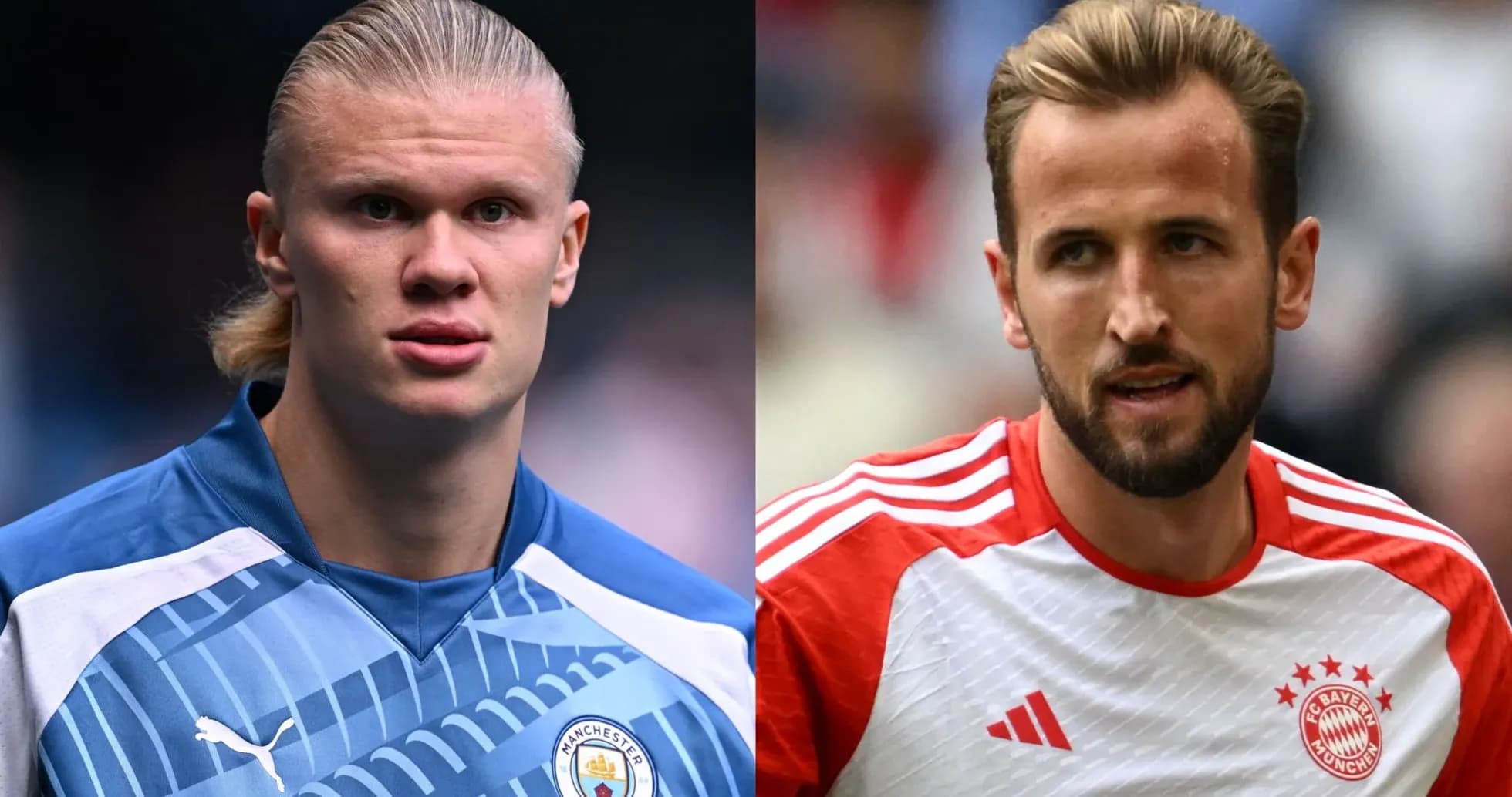 Erling Haaland and Harry Kane in team jerseys