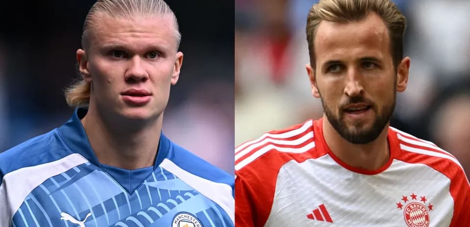 Erling Haaland and Harry Kane in team jerseys