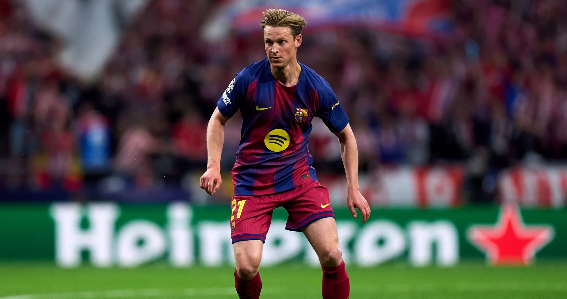 Player in Barcelona kit during Champions League match