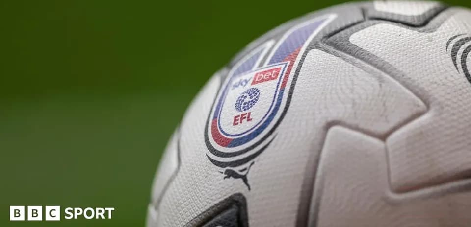 Close-up of a football with EFL logo