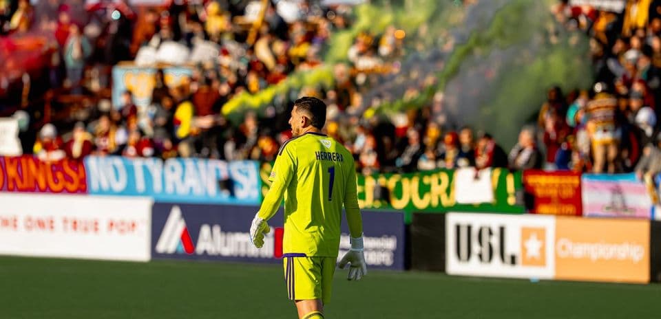 Goalkeeper Herrera during Detroit City match