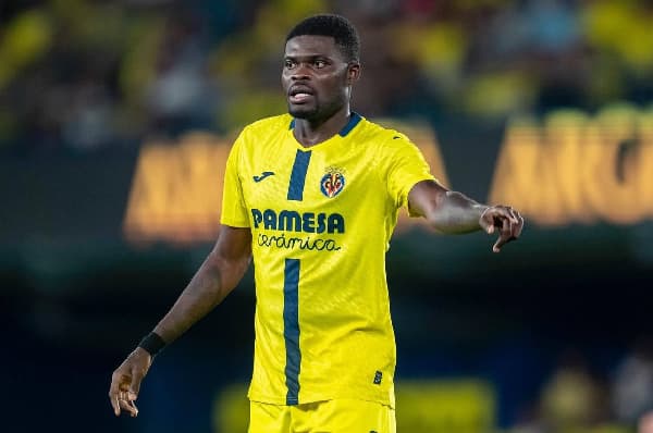 Villarreal player gesturing during match on field
