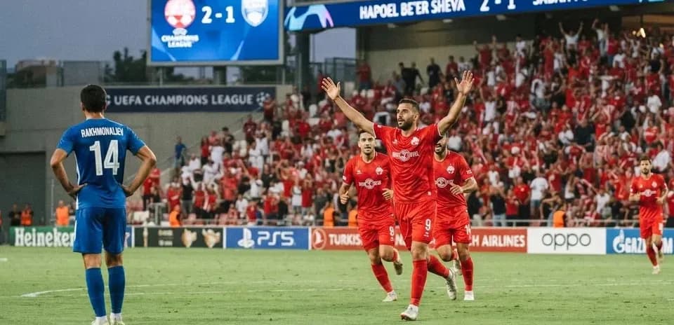 Hapoel Beer Sheva celebrating goal against Sabah FA