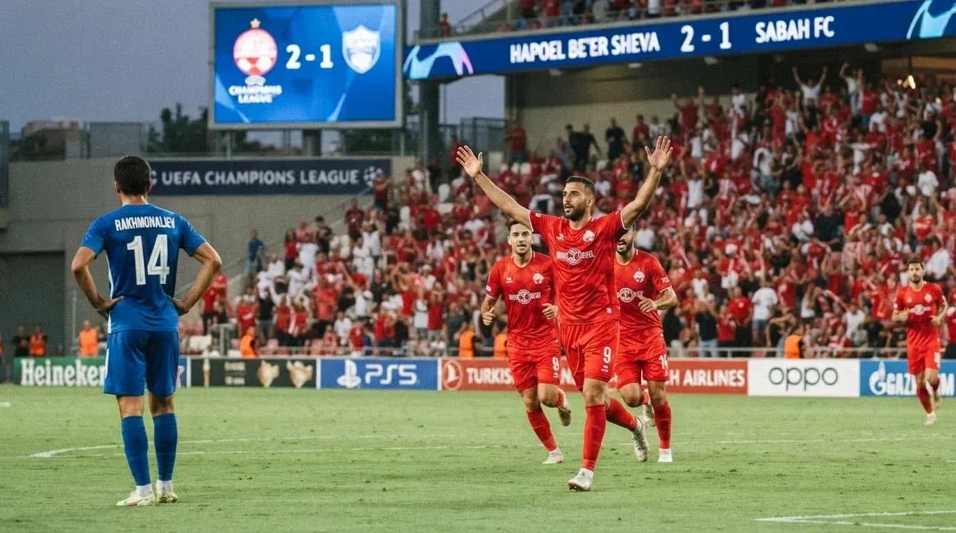 Hapoel Beer Sheva celebrating goal against Sabah FA