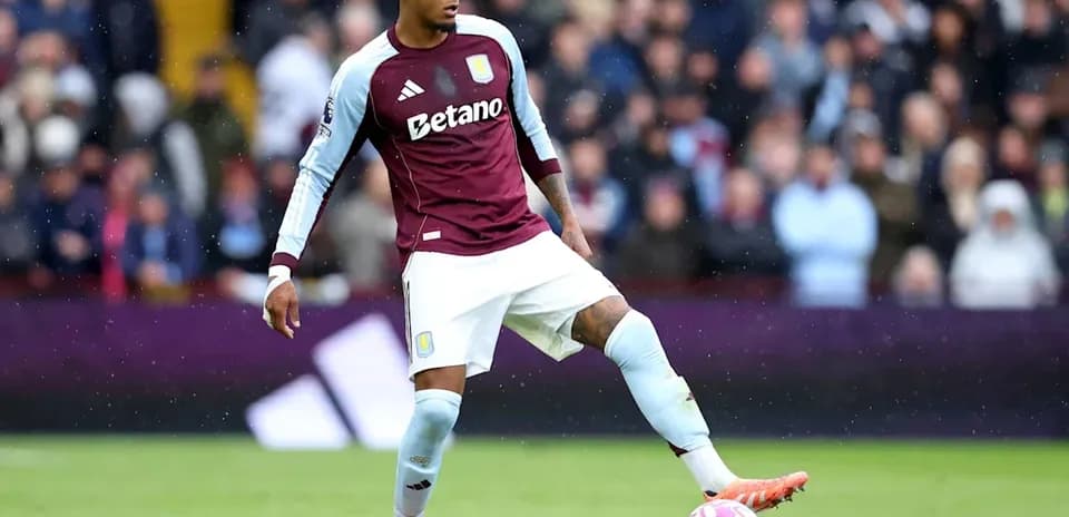 Player from Aston Villa preparing to kick ball