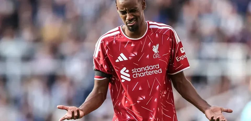Liverpool player expressing frustration during match