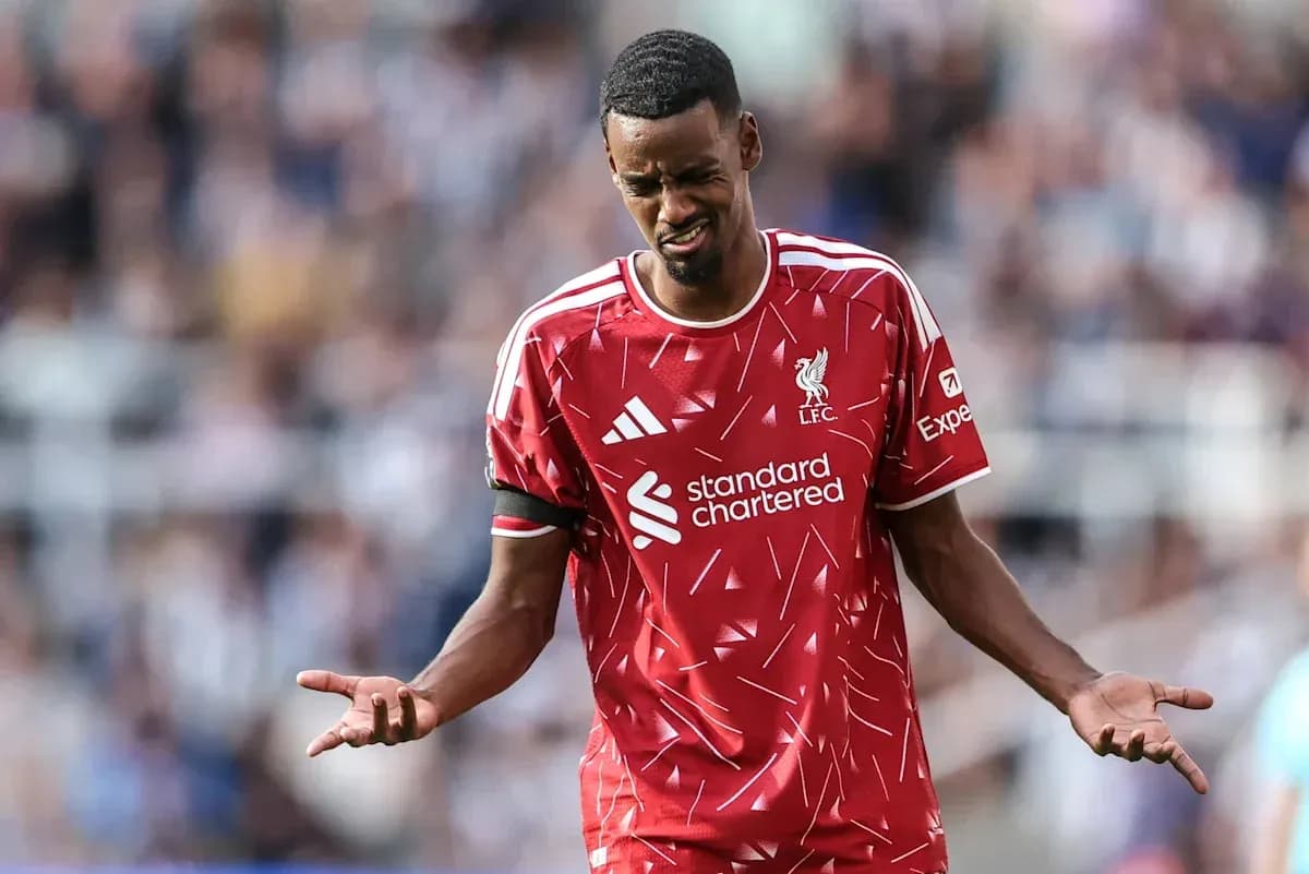 Liverpool player expressing frustration during match