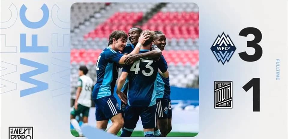 Vancouver Whitecaps II celebrating a goal