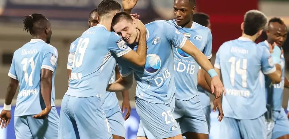 Players celebrating during Al Dhafra U23 match